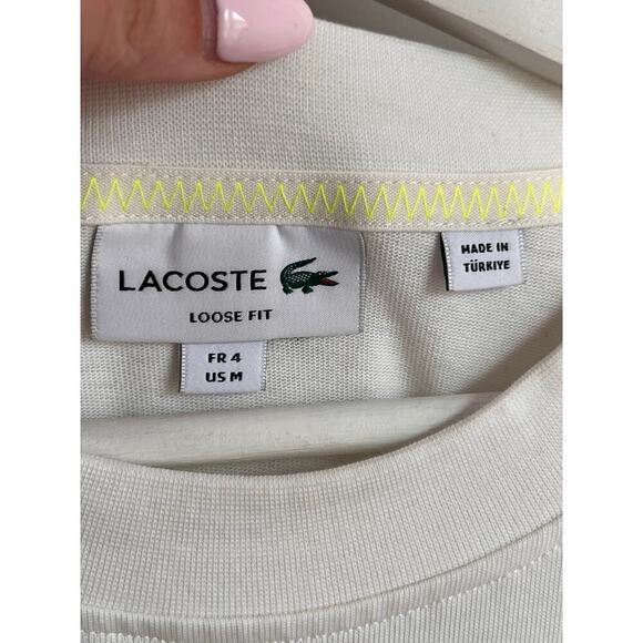 Lacoste Short Sleeve Loose Fit Cotton Jersey Graphic T-Shirt White/Green Men’s M - Picture 13 of 13